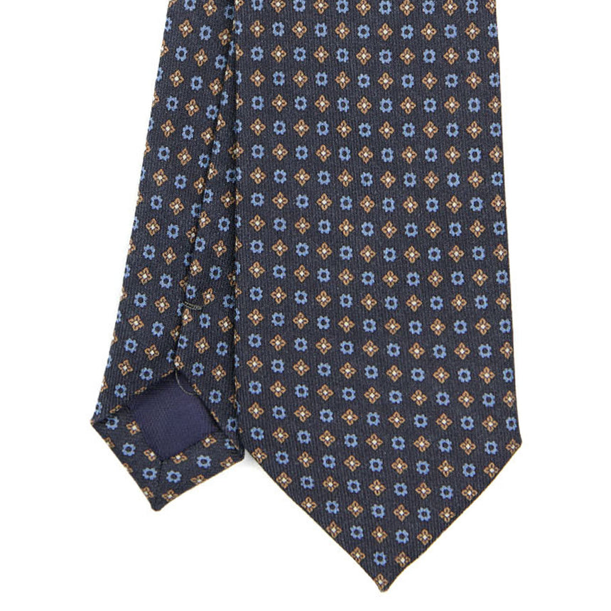 CRAVATTA SARTORIALE IN LANA BLU SCURO