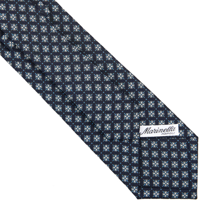 DARK BLUE SARTORIAL PRINTED SILK TIE