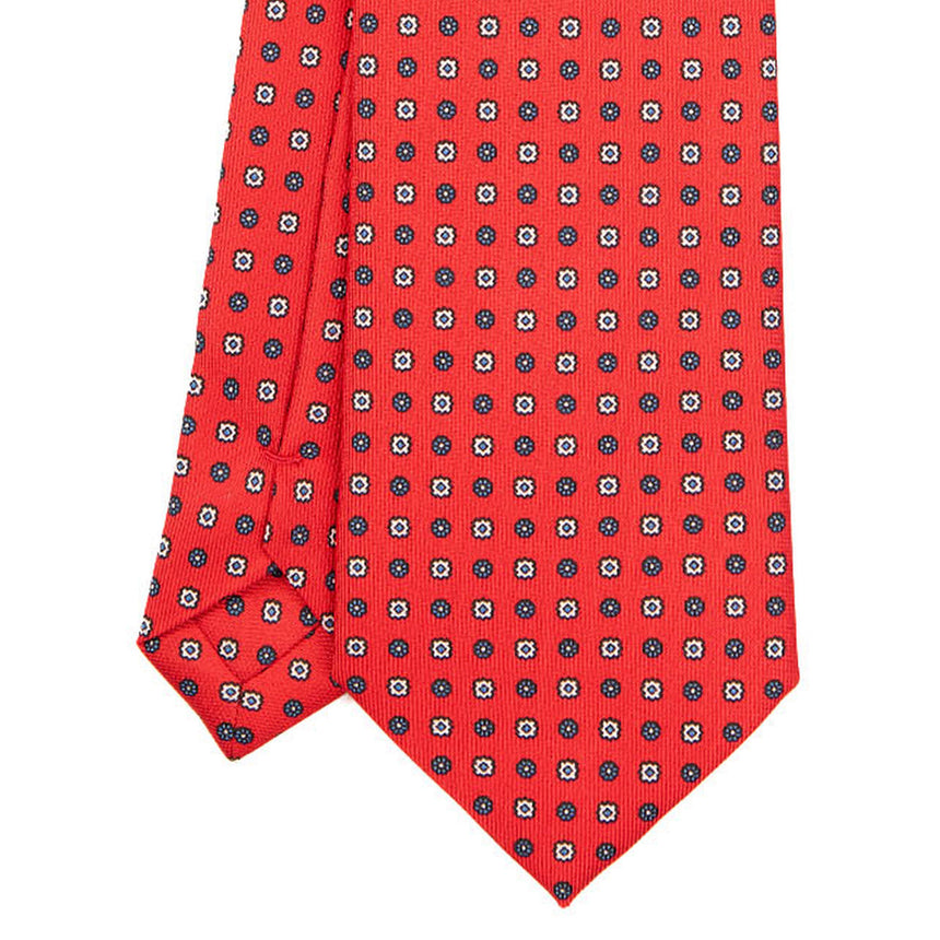 RED SARTORIAL PRINTED SILK TIE