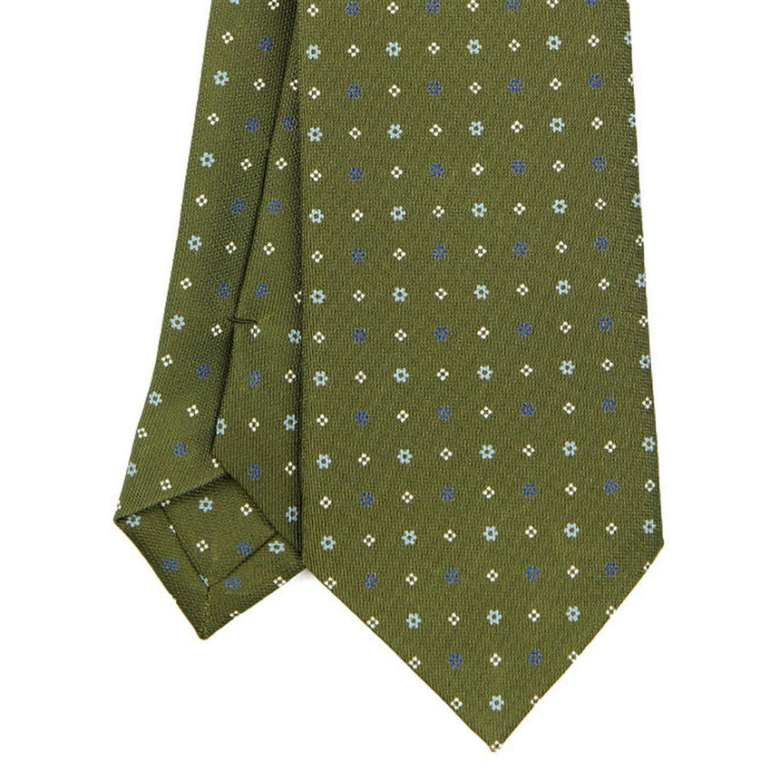 CRAVATTA SARTORIALE IN SETA STAMPATA VERDE OLIVA