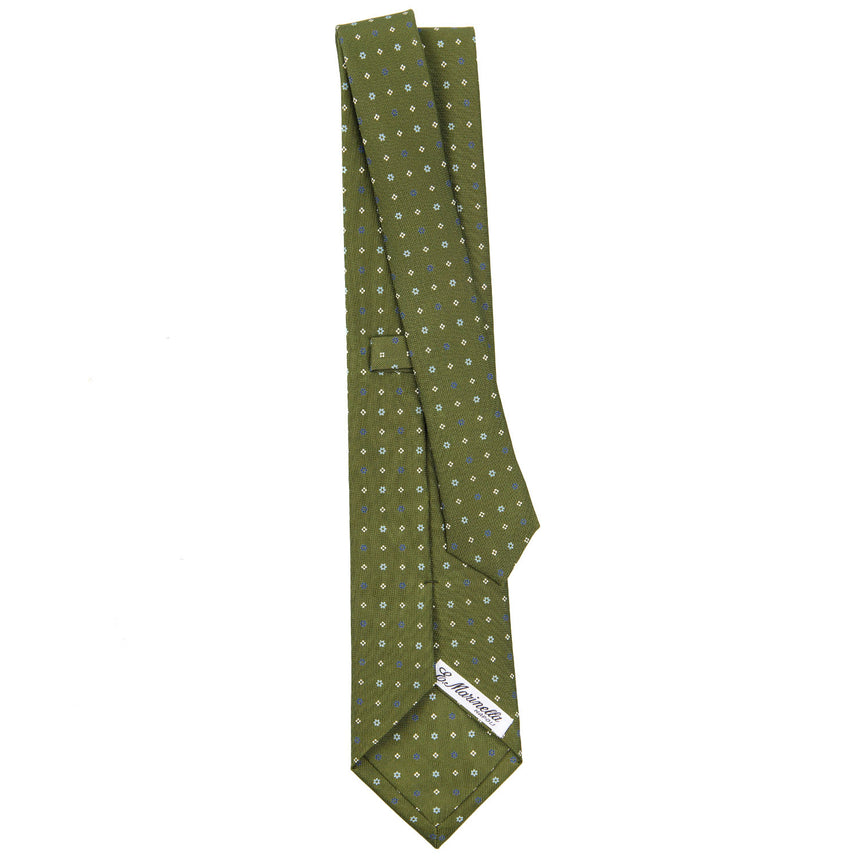 CRAVATTA SARTORIALE IN SETA STAMPATA VERDE OLIVA