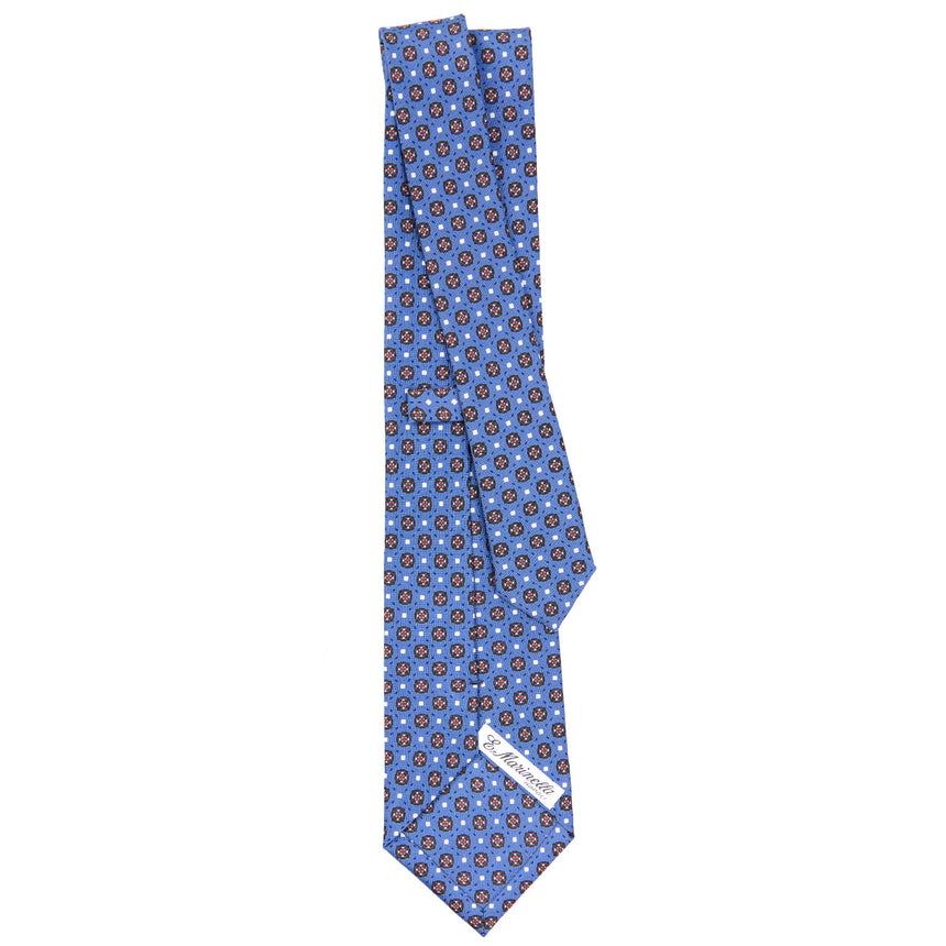 CRAVATTA SARTORIALE IN SETA STAMPATA AZZURRO POLVERE