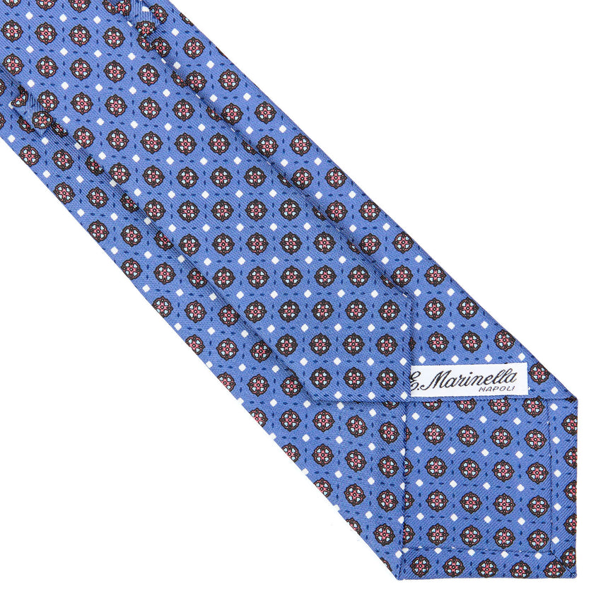 CRAVATTA SARTORIALE IN SETA STAMPATA AZZURRO POLVERE