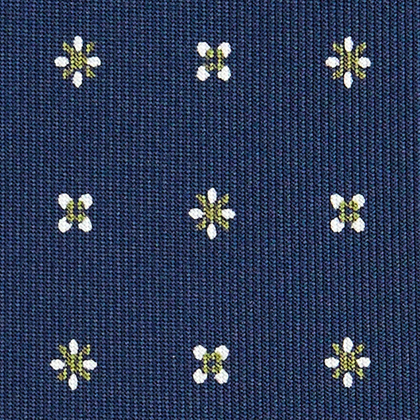 CRAVATTA SARTORIALE IN SETA STAMPATA BLU SCURO
