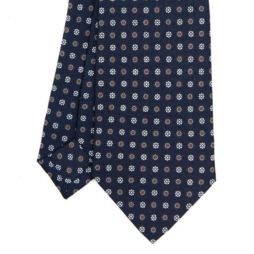 DARK BLUE SARTORIAL PRINTED SILK TIE