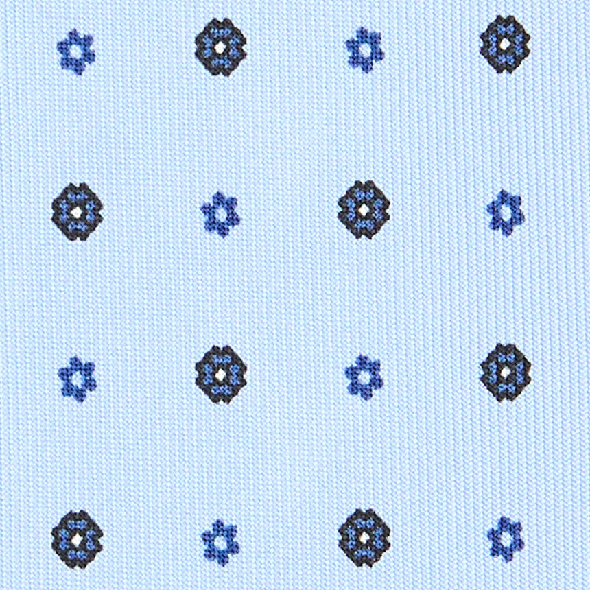 CRAVATTA SARTORIALE IN SETA STAMPATA AZZURRA