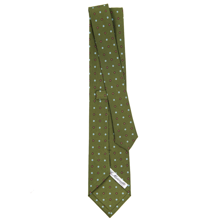 CRAVATTA SARTORIALE IN SETA STAMPATA VERDE OLIVA