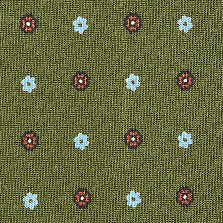 CRAVATTA SARTORIALE IN SETA STAMPATA VERDE OLIVA