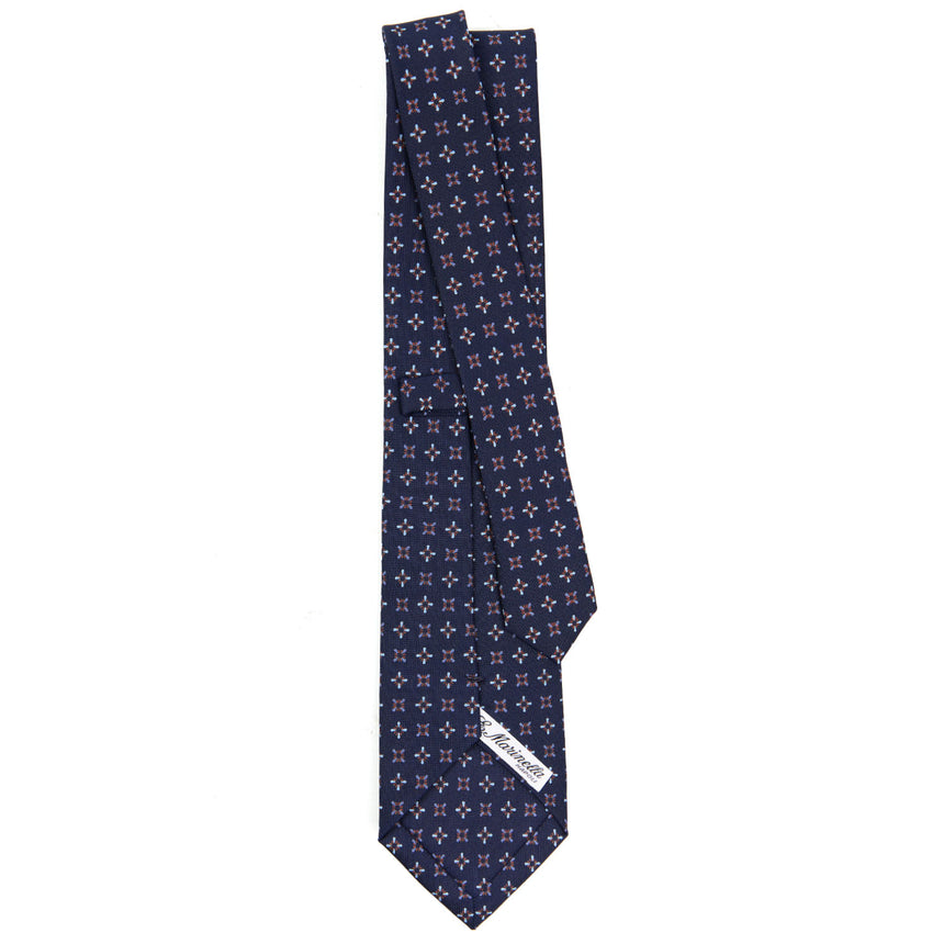 CRAVATTA SARTORIALE IN SETA STAMPATA BLU SCURO