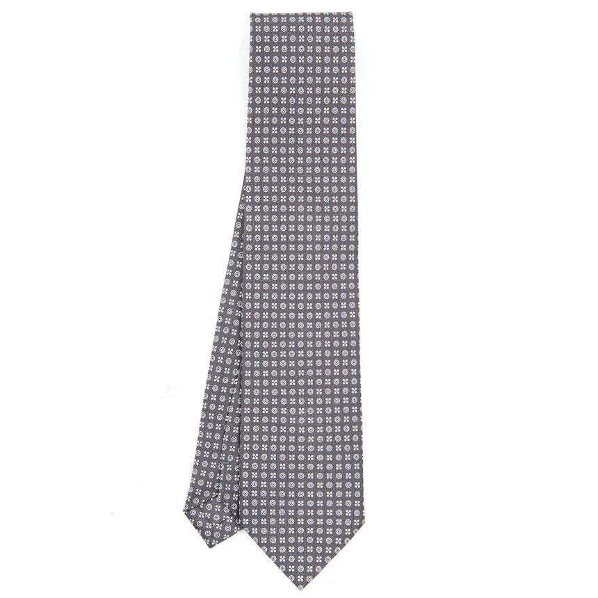 CRAVATTA SARTORIALE IN SETA STAMPATA GRIGIO SCURO