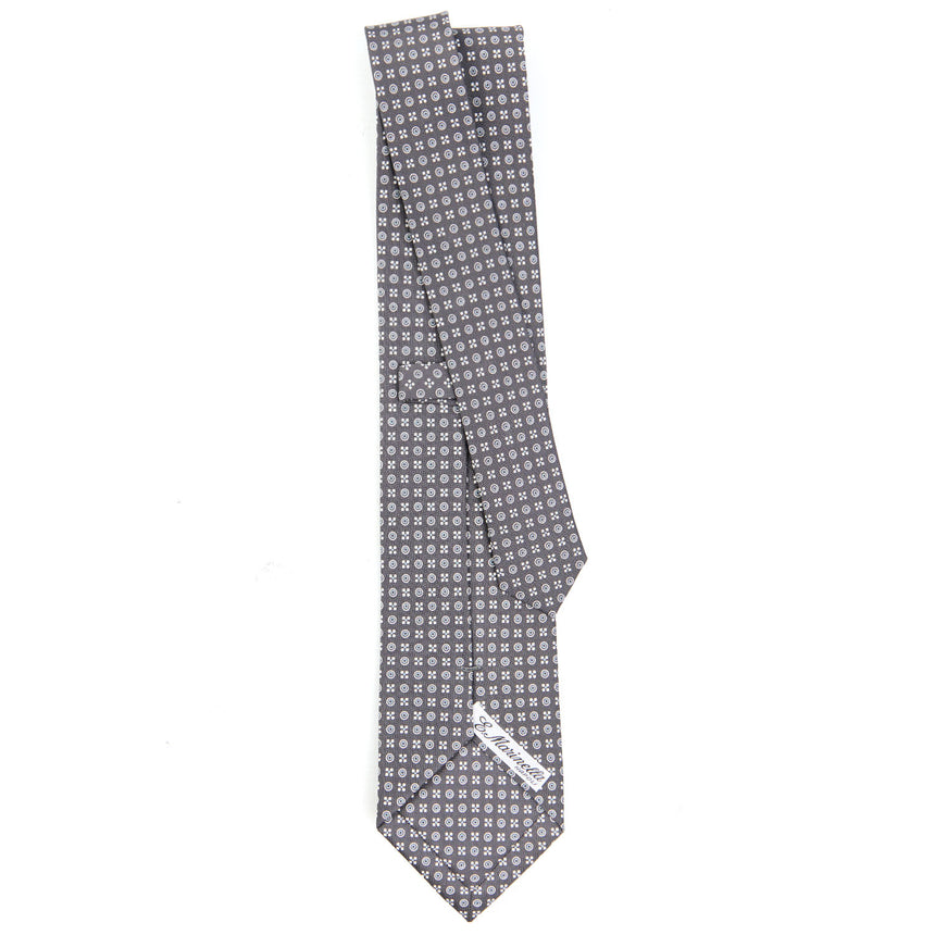 CRAVATTA SARTORIALE IN SETA STAMPATA GRIGIO SCURO