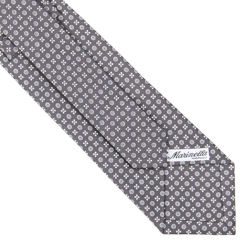 CRAVATTA SARTORIALE IN SETA STAMPATA GRIGIO SCURO