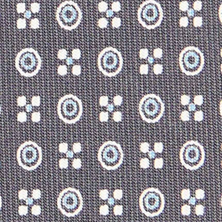 CRAVATTA SARTORIALE IN SETA STAMPATA GRIGIO SCURO