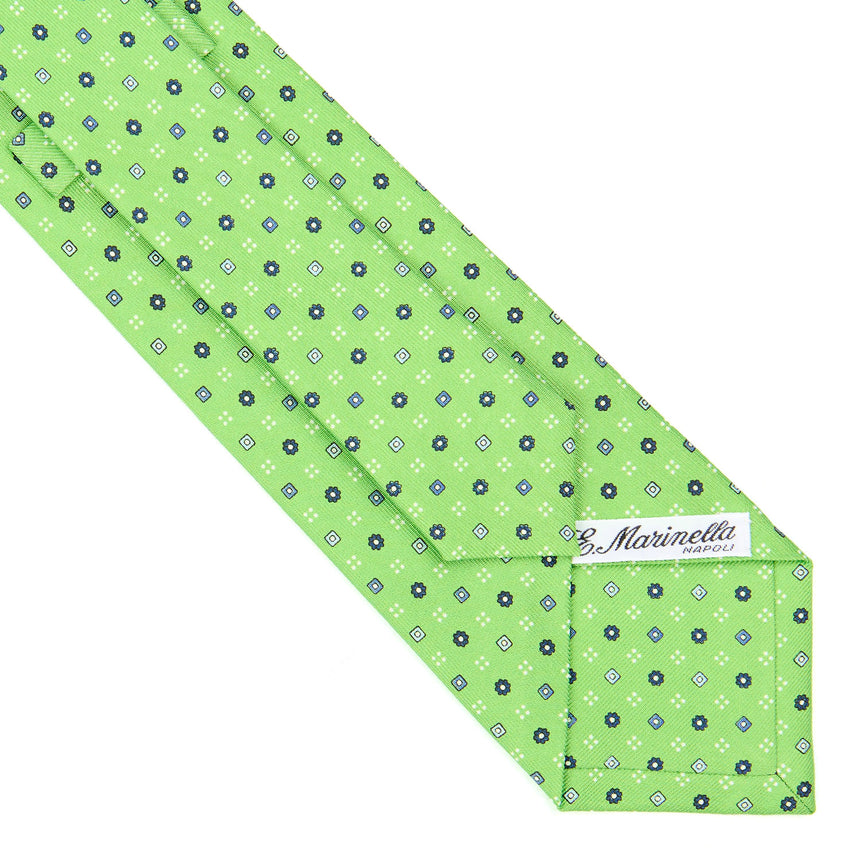 CRAVATTA SARTORIALE IN SETA STAMPATA VERDE CHIARO