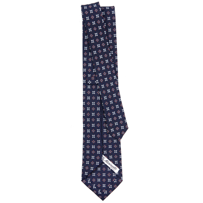 CRAVATTA SARTORIALE IN SETA STAMPATA BLU SCURO
