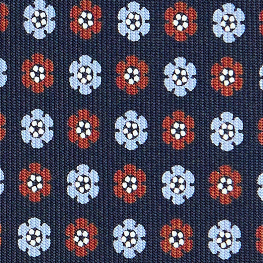 CRAVATTA SARTORIALE IN SETA STAMPATA BLU SCURO