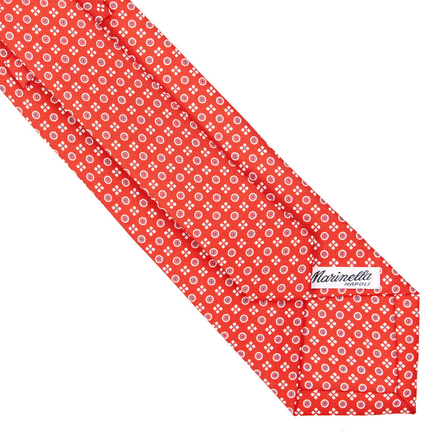 CRAVATTA SARTORIALE IN SETA STAMPATA ROSSA