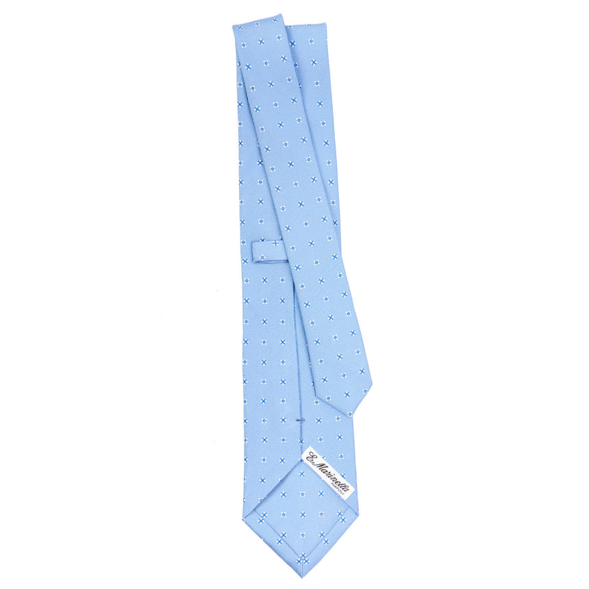 CRAVATTA SARTORIALE IN SETA STAMPATA AZZURRA