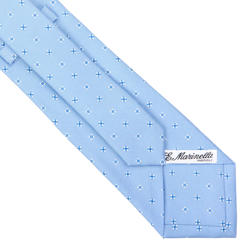CRAVATTA SARTORIALE IN SETA STAMPATA AZZURRA