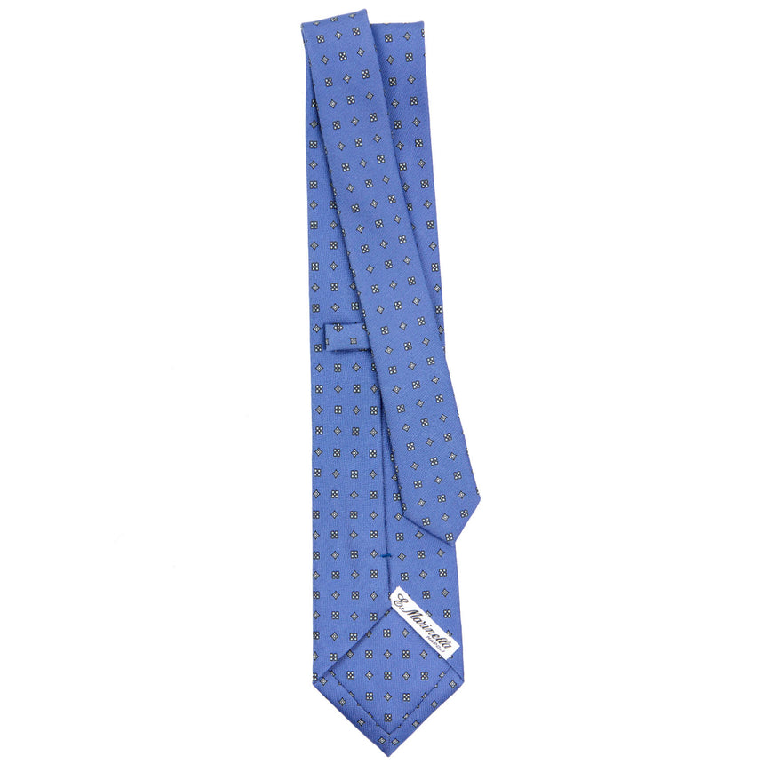 CRAVATTA SARTORIALE IN SETA STAMPATA AZZURRO POLVERE