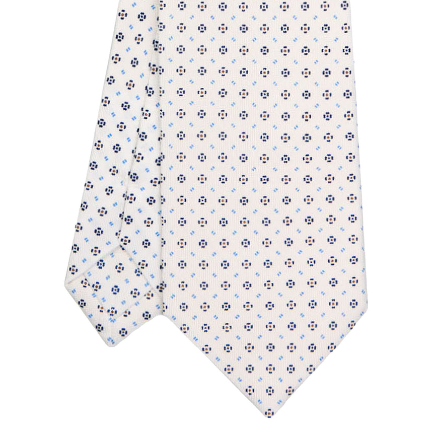 WHITE SARTORIAL PRINTED SILK TIE