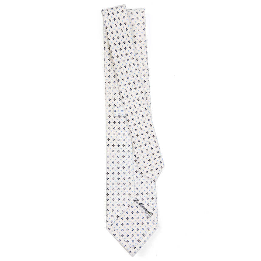 WHITE SARTORIAL PRINTED SILK TIE