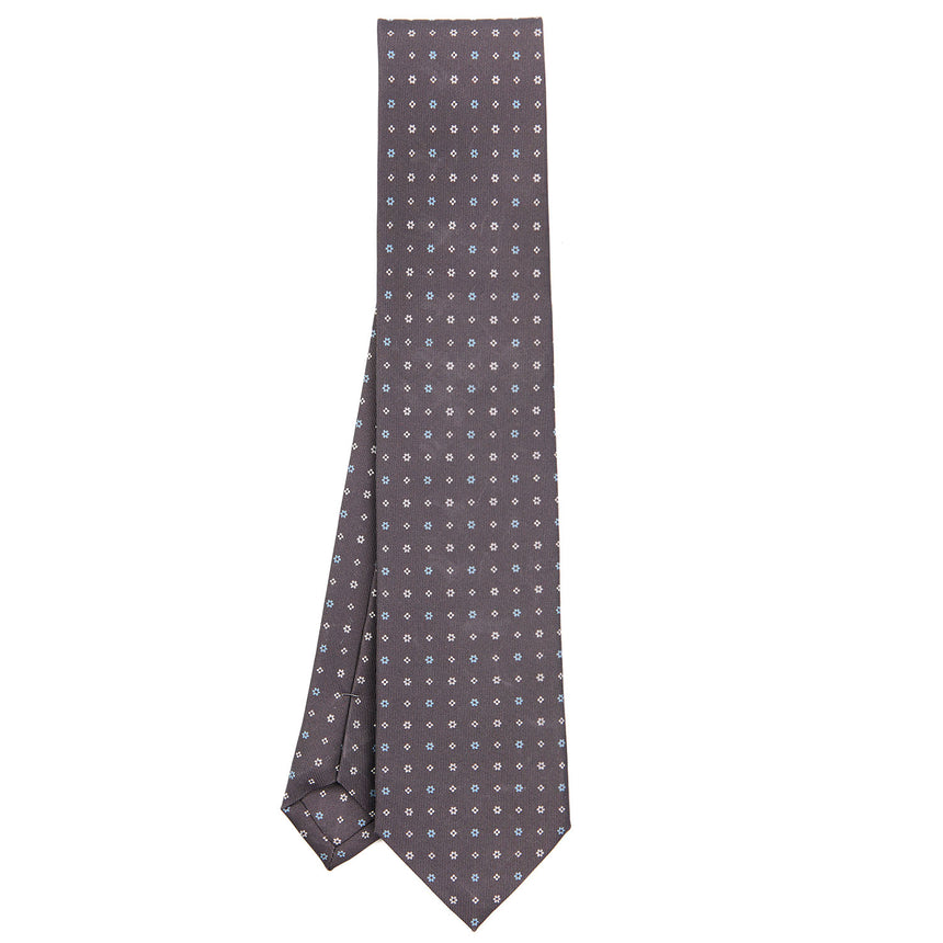 CRAVATTA SARTORIALE IN SETA STAMPATA GRIGIO SCURO
