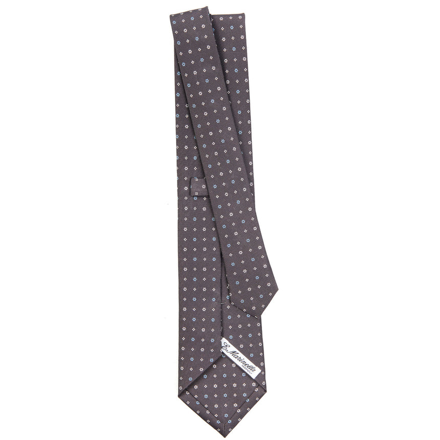 CRAVATTA SARTORIALE IN SETA STAMPATA GRIGIO SCURO