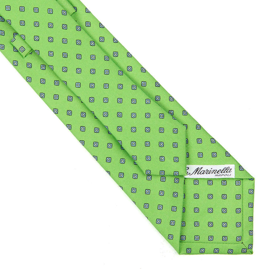 CRAVATTA SARTORIALE IN SETA STAMPATA VERDE CHIARO