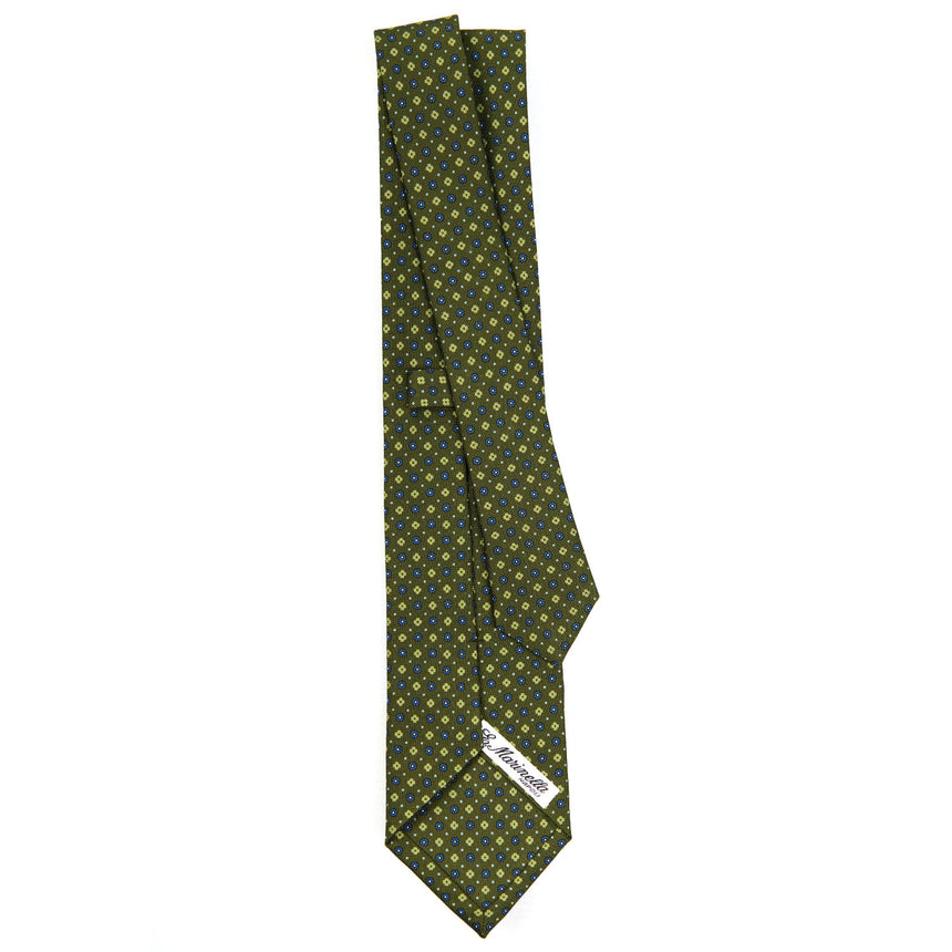 CRAVATTA SARTORIALE IN SETA STAMPATA VERDE OLIVA
