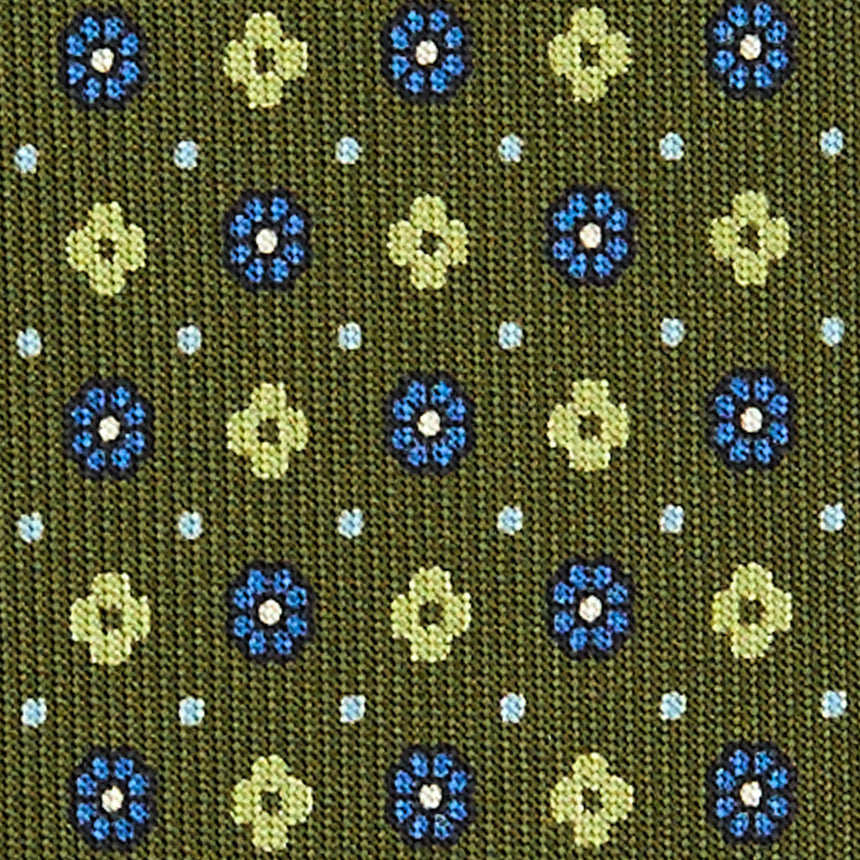 CRAVATTA SARTORIALE IN SETA STAMPATA VERDE OLIVA