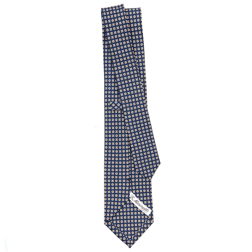 CRAVATTA SARTORIALE IN SETA STAMPATA BLU SCURO