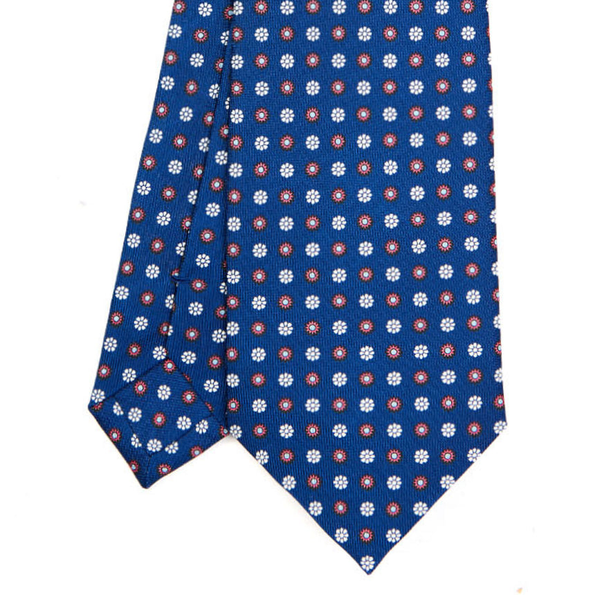 CRAVATTA SARTORIALE IN SETA STAMPATA BLU