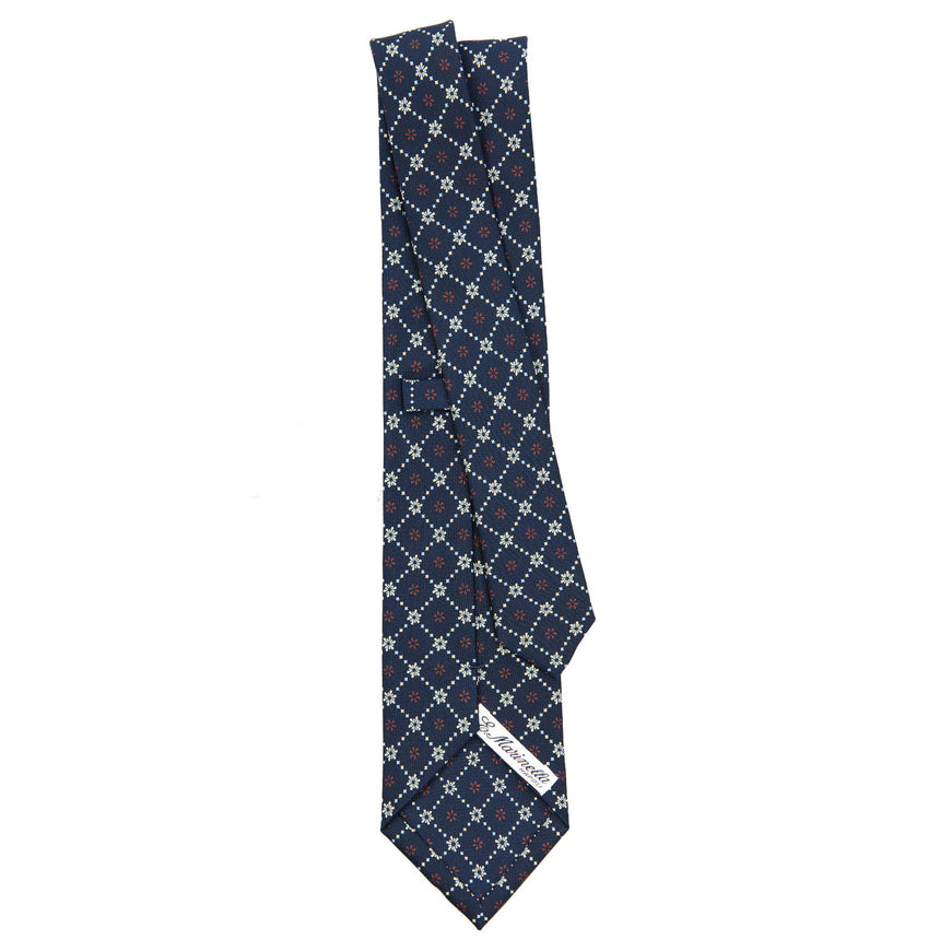 CRAVATTA SARTORIALE IN SETA STAMPATA BLU SCURO