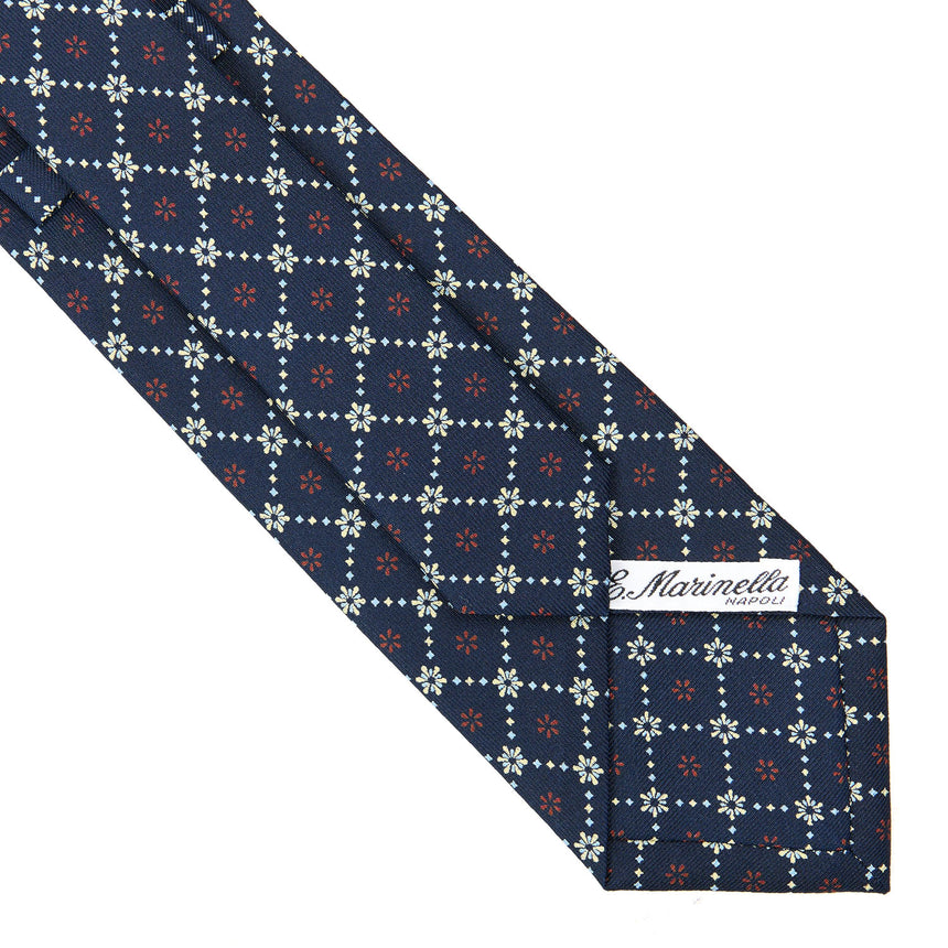 CRAVATTA SARTORIALE IN SETA STAMPATA BLU SCURO