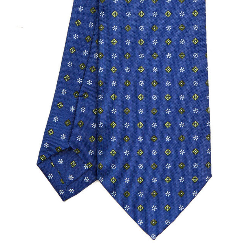CRAVATTA SARTORIALE IN SETA STAMPATA BLU