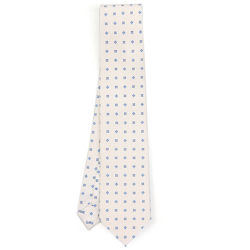 WHITE SARTORIAL PRINTED SILK TIE