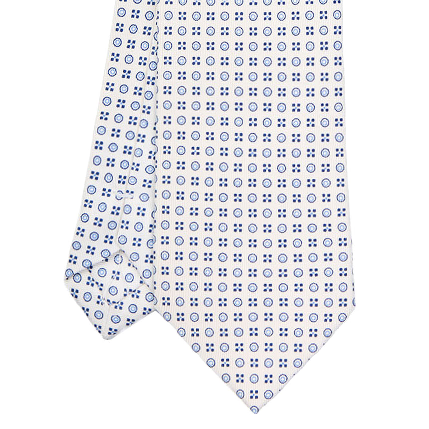 WHITE SARTORIAL PRINTED SILK TIE