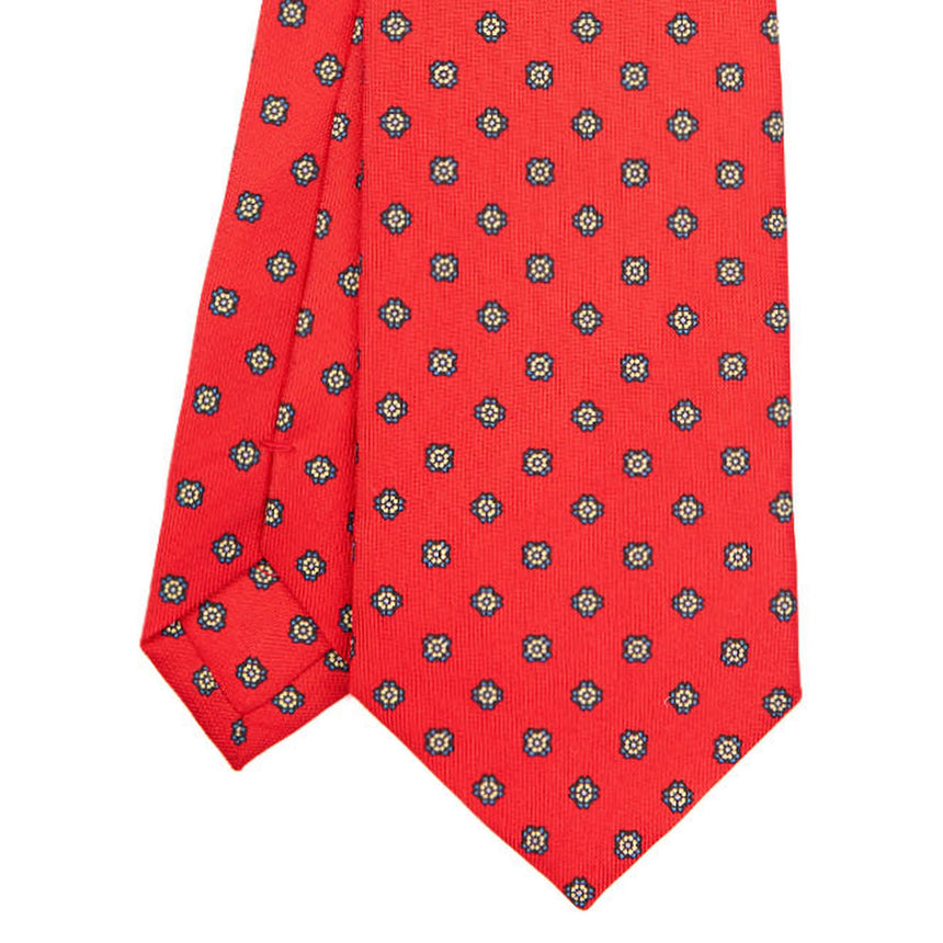 RED SARTORIAL PRINTED SILK TIE