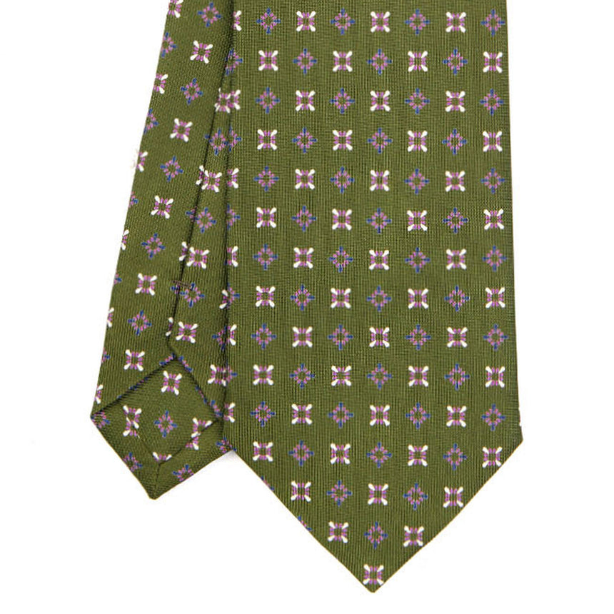 OLIVE GREEN SARTORIAL PRINTED SILK TIE