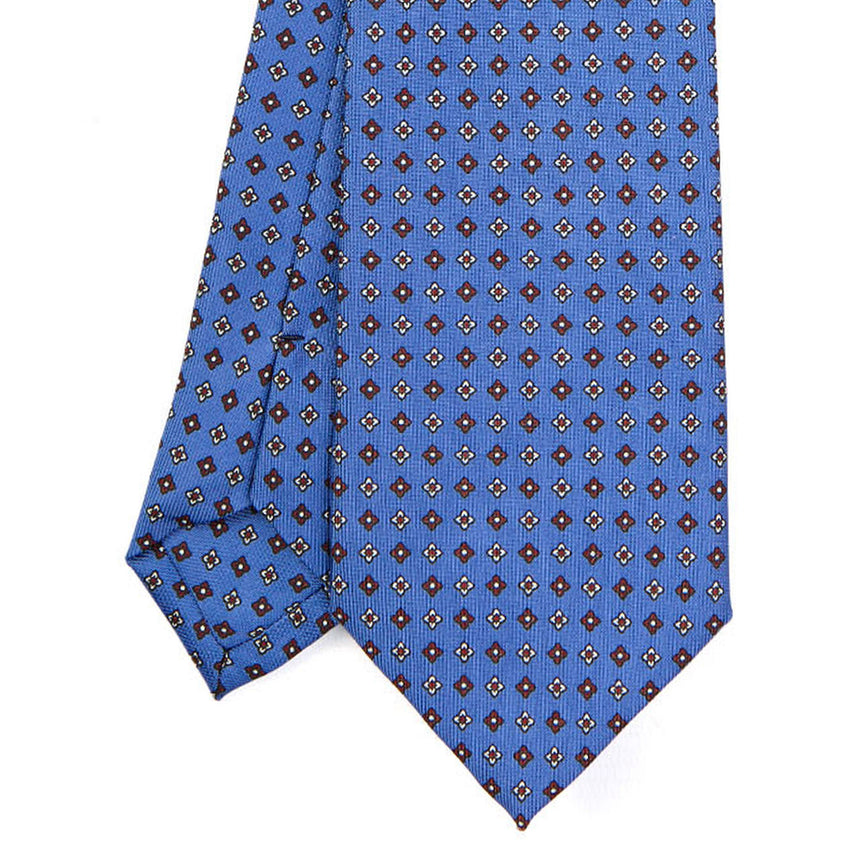 CRAVATTA SARTORIALE IN SETA STAMPATA AZZURRO POLVERE
