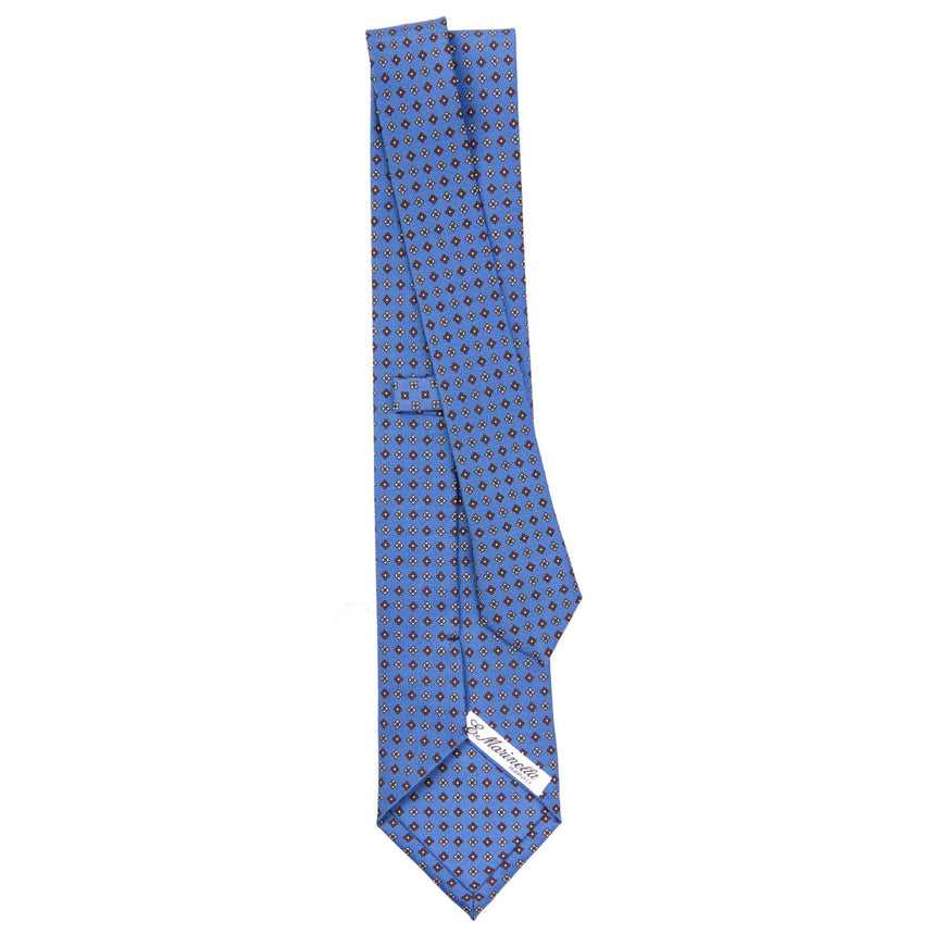 CRAVATTA SARTORIALE IN SETA STAMPATA AZZURRO POLVERE