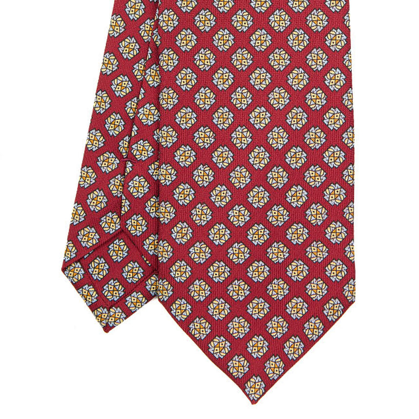 CRAVATTA SARTORIALE IN SETA STAMPATA BORDEAUX