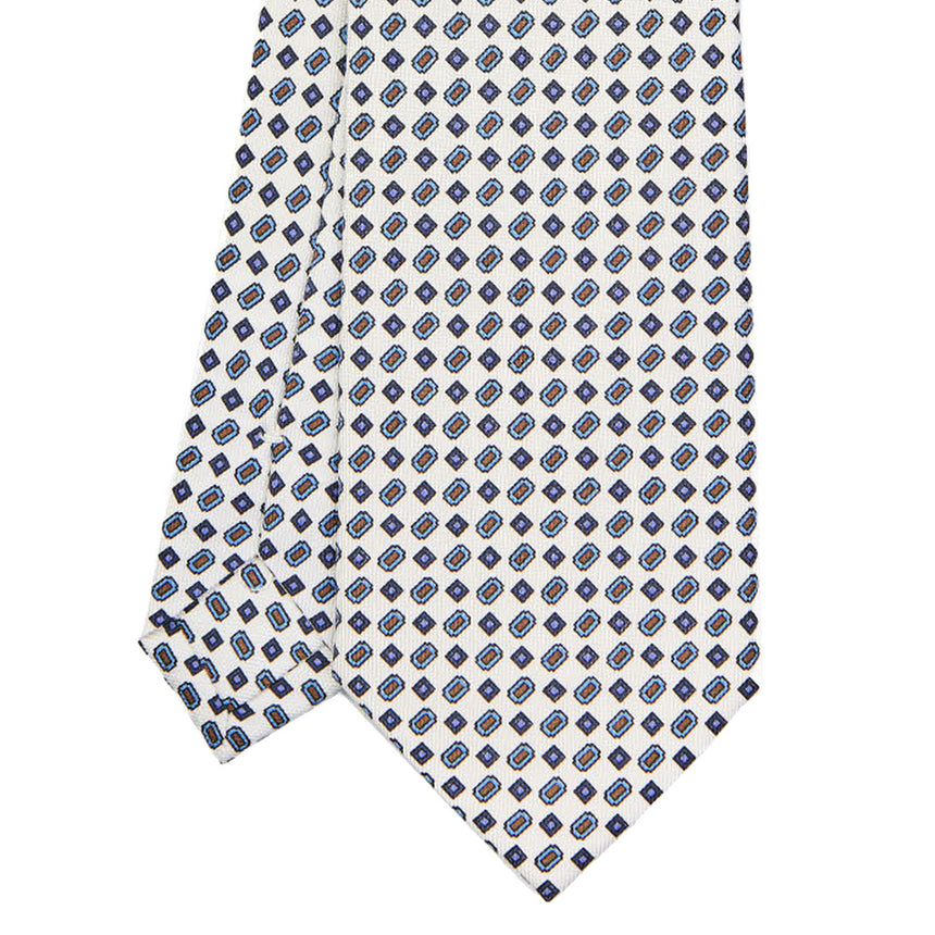 CRAVATTA SARTORIALE IN SETA STAMPATA BIANCA