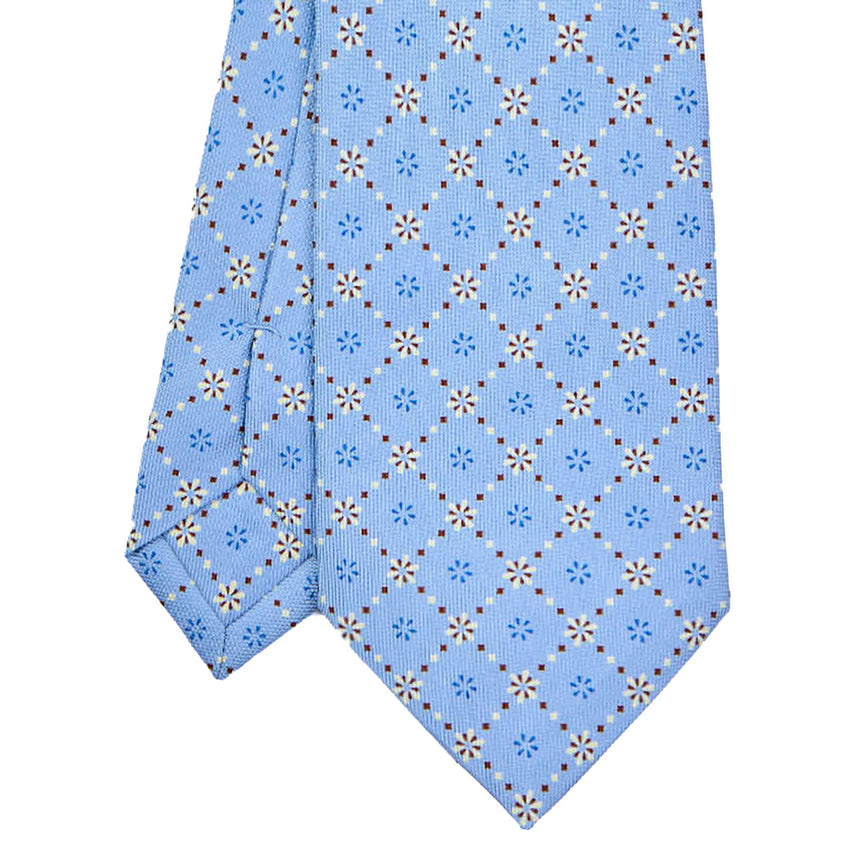 CRAVATTA SARTORIALE IN SETA STAMPATA AZZURRA