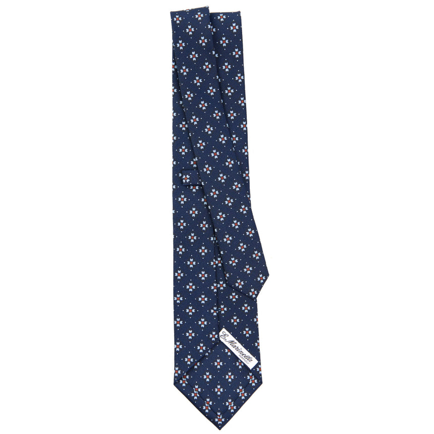 CRAVATTA SARTORIALE IN SETA STAMPATA BLU SCURO