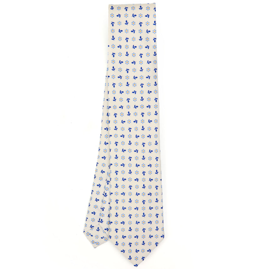 CRAVATTA SARTORIALE IN SETA STAMPATA BIANCA