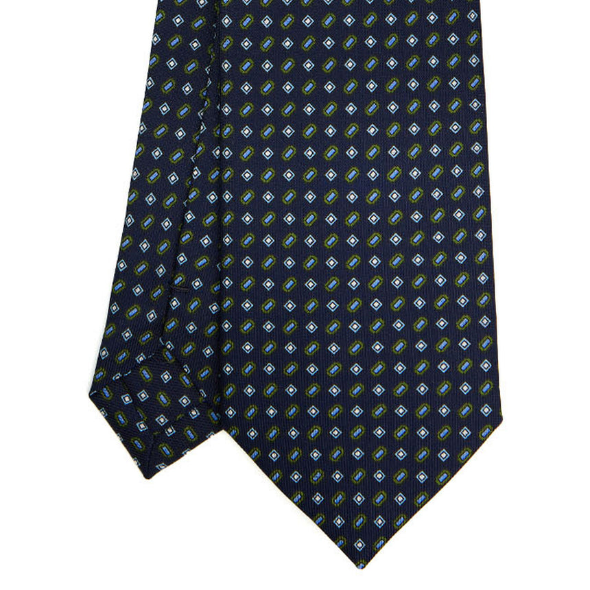DARK BLUE SARTORIAL PRINTED SILK TIE
