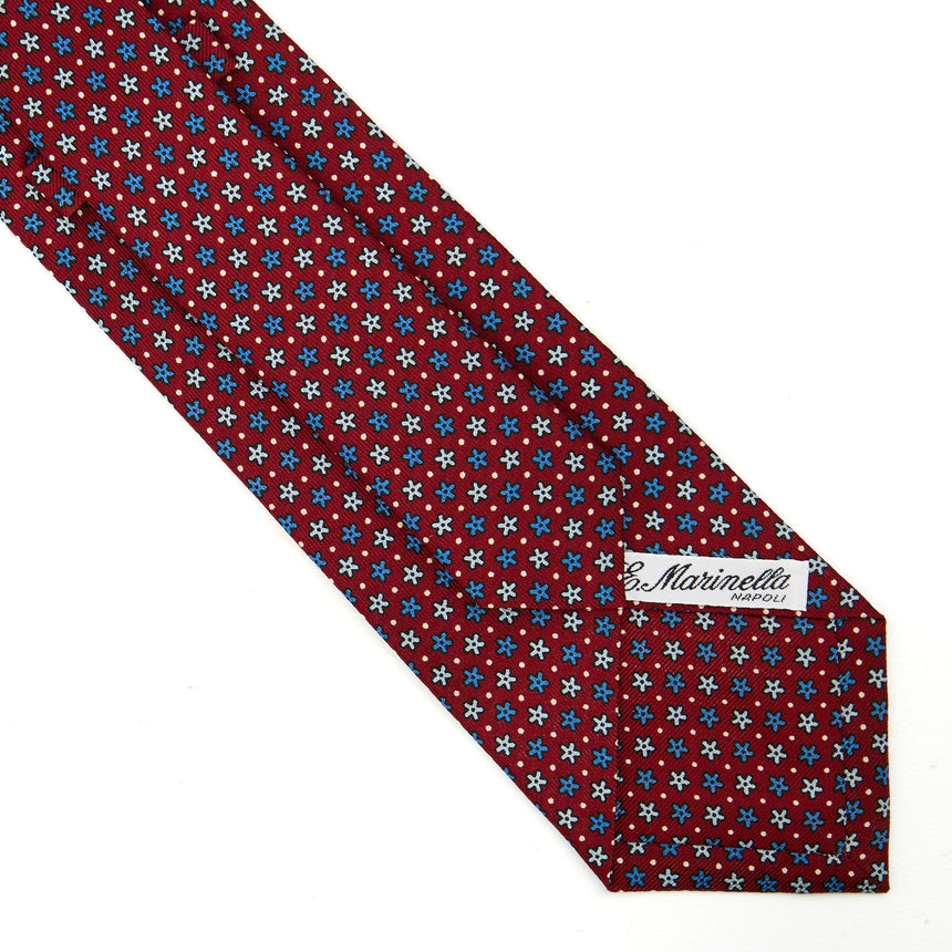 CRAVATTA SARTORIALE IN SETA STAMPATA BORDEAUX
