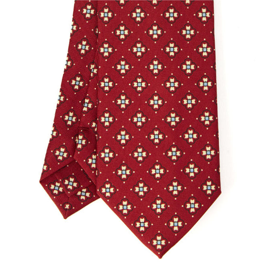 BURGUNDY SARTORIAL PRINTED SILK TIE